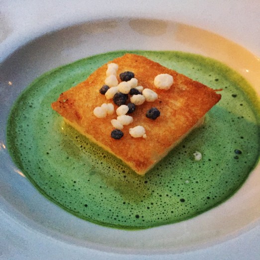 Mousse grouper with a herb broth